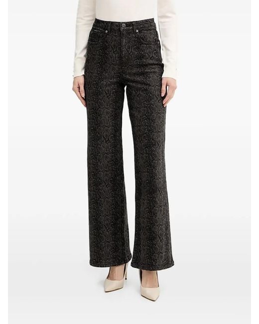 Morgan Black Snake-Print Five-Pockets Jeans