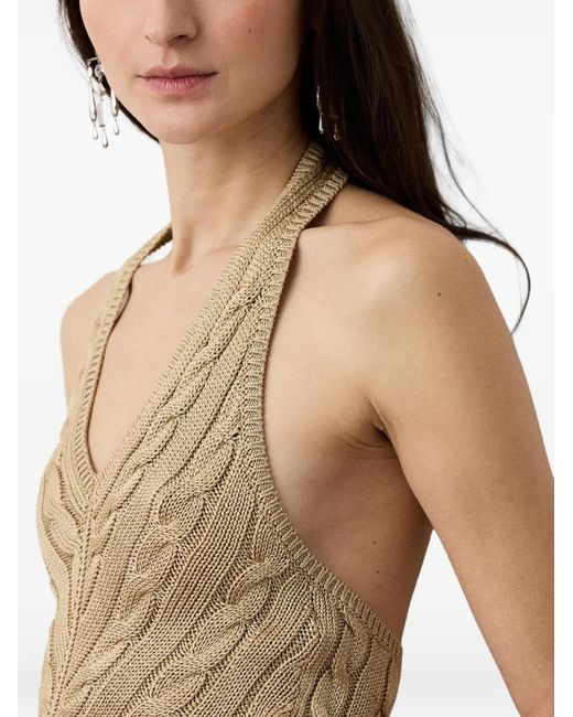 Ralph Lauren Brown Cable-Knit Backless Top