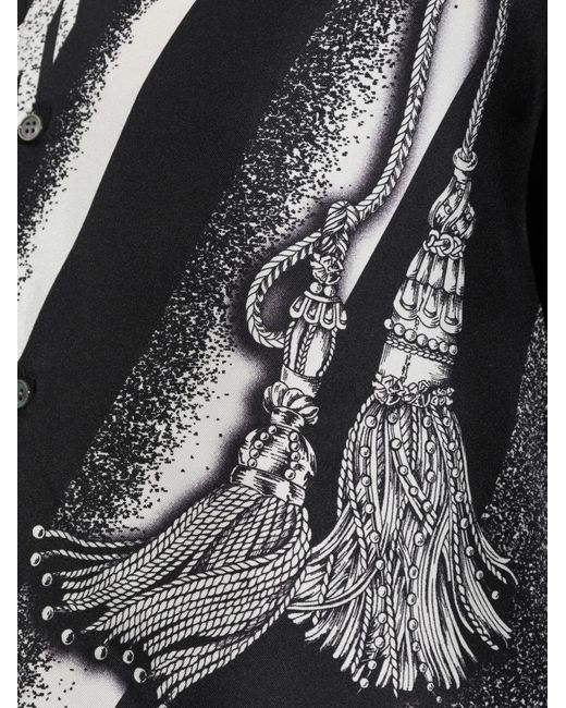 Versace Black Tassel-Print Silk Shirt for men