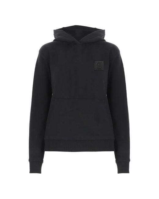 Just Cavalli Black Logo-Patch Hoodie for men