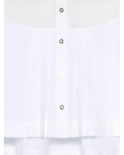 Semicouture White Blouse Plissée À Boutonnière