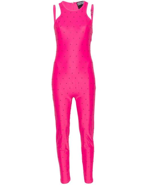 Versace Pink Crystal-embellished Halterneck Jumpsuit