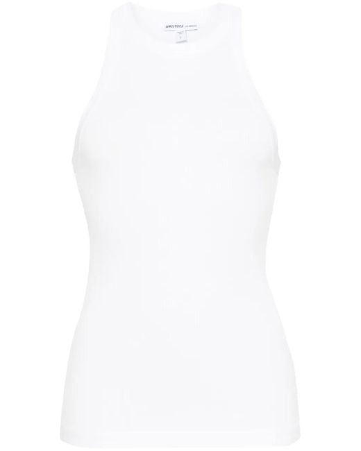James Perse White Ribbed Tank Top Cotton Tops