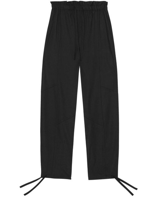 Ganni Black Drawstring-waist Trousers