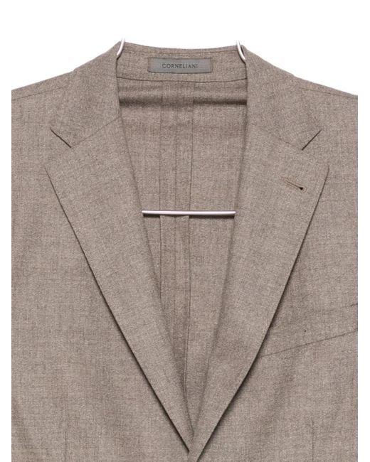 Corneliani Gray Notched-Lapels Pocketed Jacket for men
