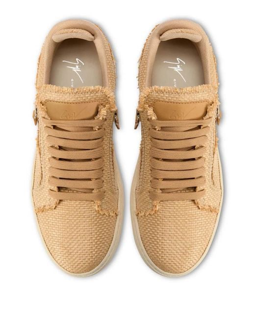 Giuseppe Zanotti Brown Gz94 Frayed-Detail Lace-Up Low-Top Sneakers for men