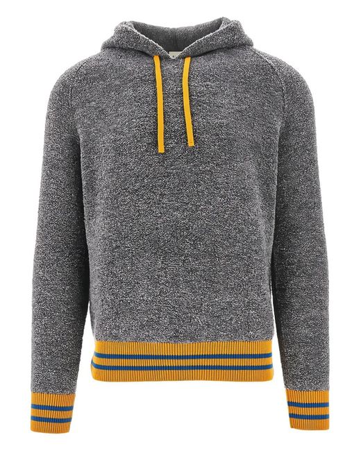 GALLIA Gray Striped Hoodie for men