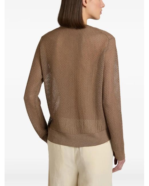 Zanone Brown Open-Knit Cardigan