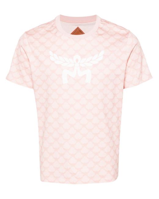 MCM T-Shirt mit Monogramm-Print in Pink für Herren