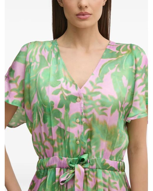 La Petite Francaise Green Ronnie Floral-Print Tie-Waist Midi Dress