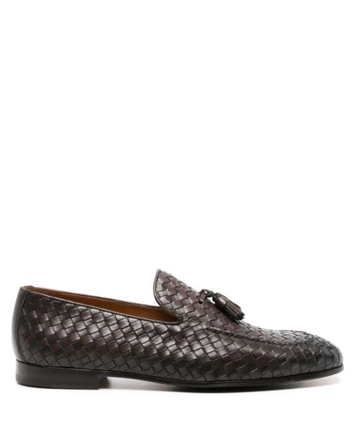 Doucal's Gray Tassel-detail Leather Loafers for men
