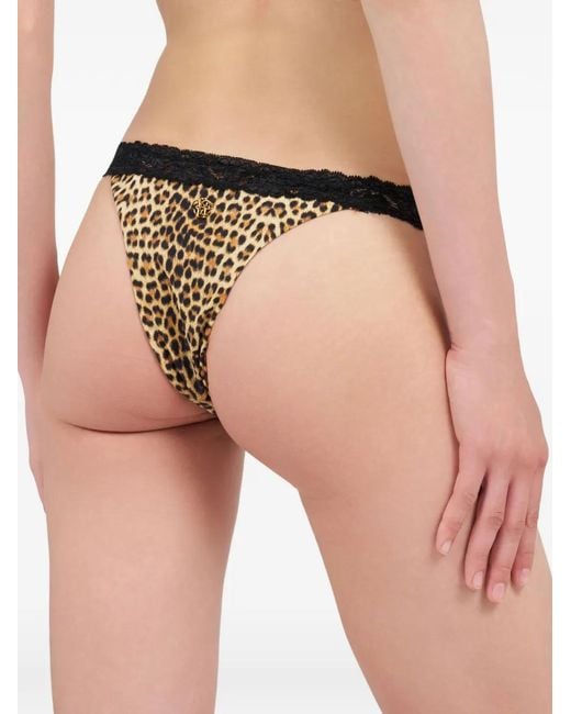 Roberto Cavalli Natural Leopard Print Lace Swimwear
