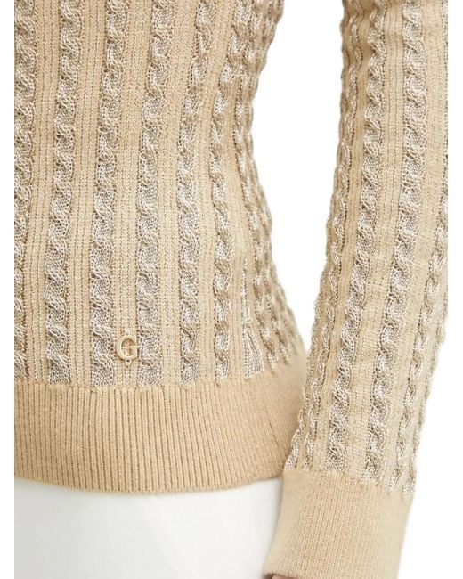 Guess White Pullover mit Zopfmuster