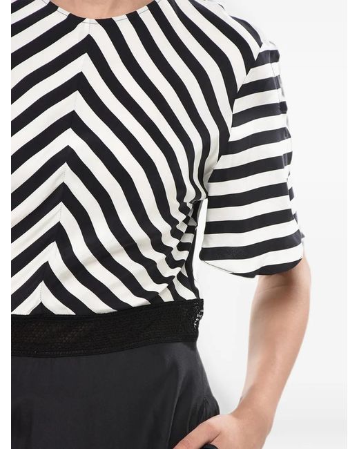 Stella McCartney Black Striped Short-Sleeve Midi Dress