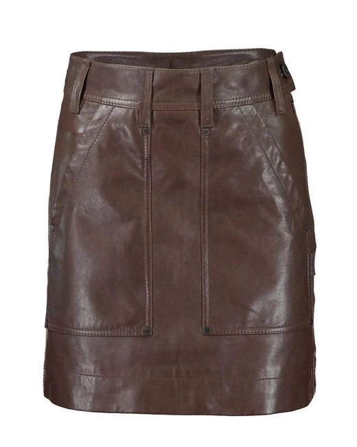 Brunello Cucinelli Brown Cargo Leather Miniskirt
