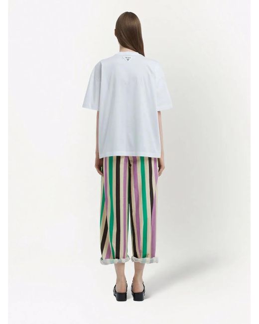 Prada Gray Mermaid And Logo Print Oversize T-shirt