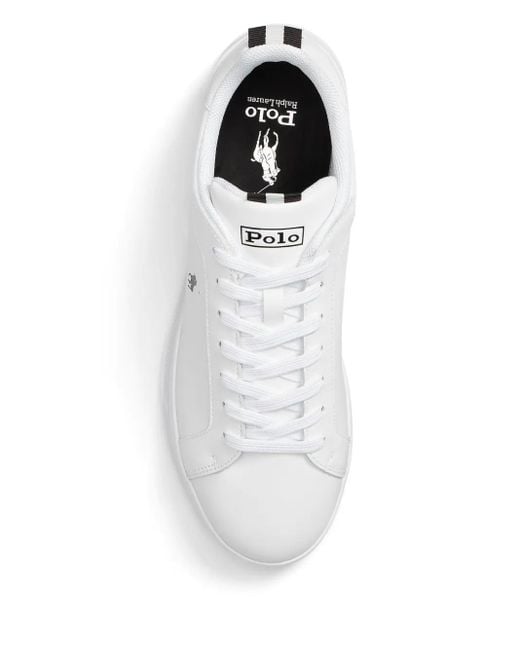 Polo Ralph Lauren White Heritage Court Ii Logo-Print Leather Sneakers for men
