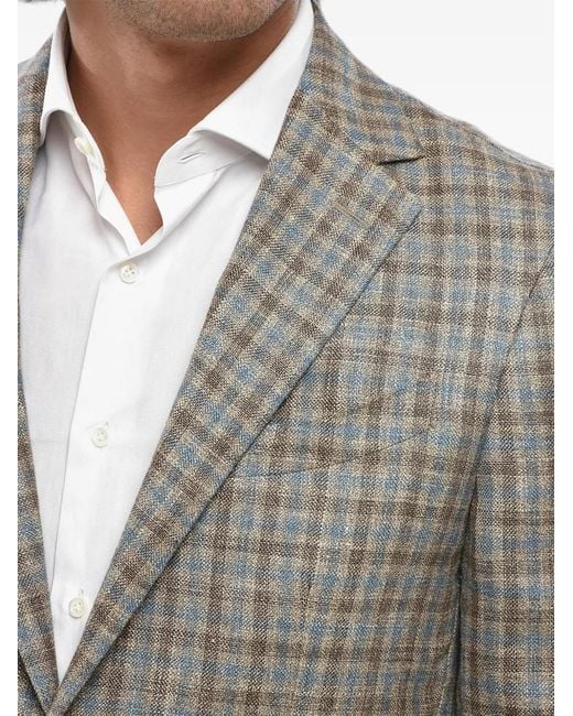 Corneliani Gray Gate Gingham-Pattern Blazer for men