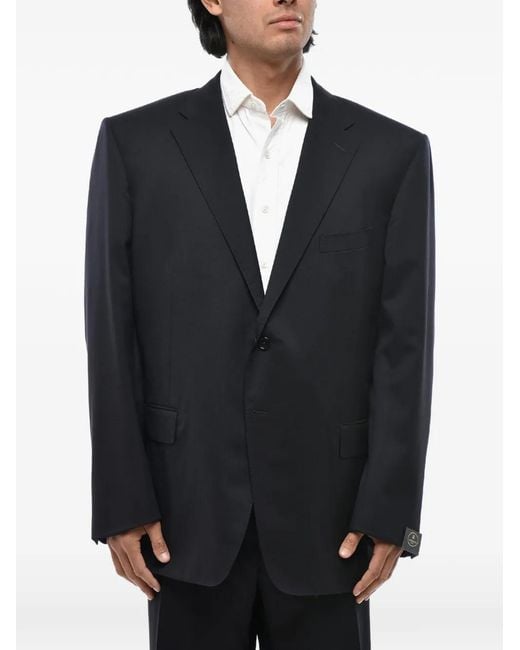 Corneliani Blue Single-Breasted Flap-Pocket Two-Piece Suit for men