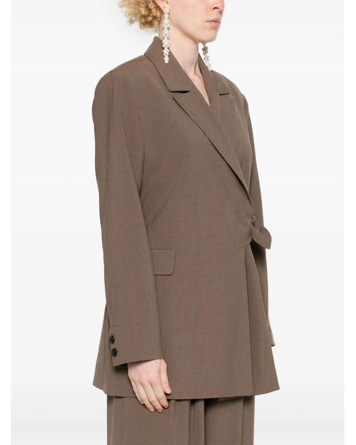 Ganni Brown Knot Detail Wrapped Blazer
