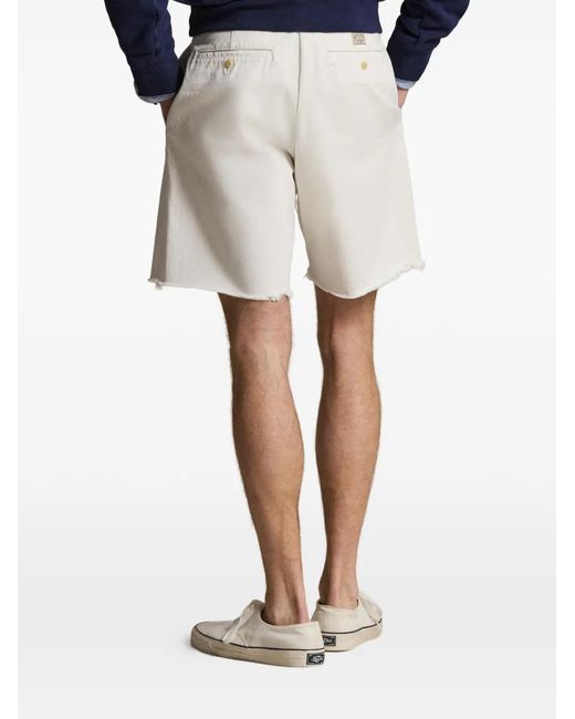 Polo Ralph Lauren White Frayed-Hem Denim Shorts for men