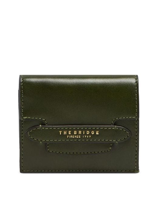 The Bridge Green Logo-Stamped Leather Wallet