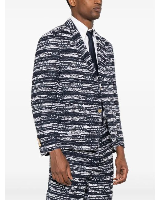 Thom Browne Blue Unconstructed Tweed Blazer for men