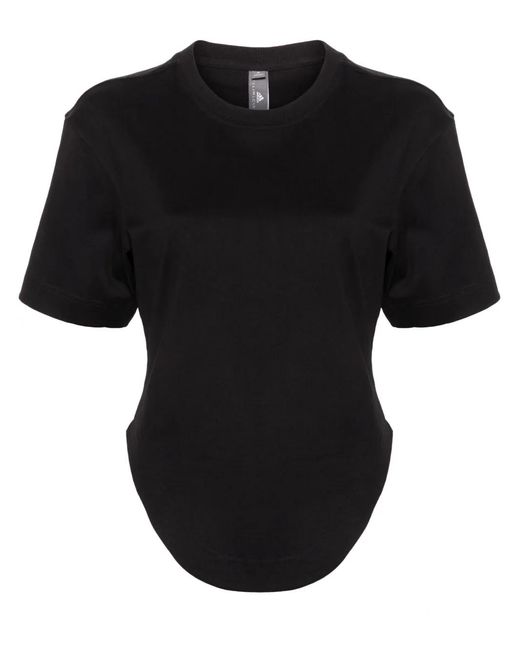 Adidas By Stella McCartney Black Elasticated-Waist Organic-Cotton T-Shirt