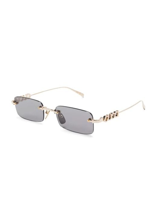 Gucci Gray Rectangle-Frame Sunglasses
