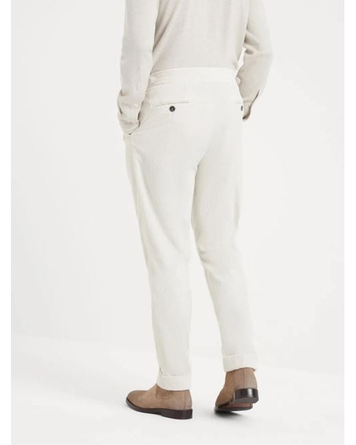 Brunello Cucinelli White Tailored Trousers for men