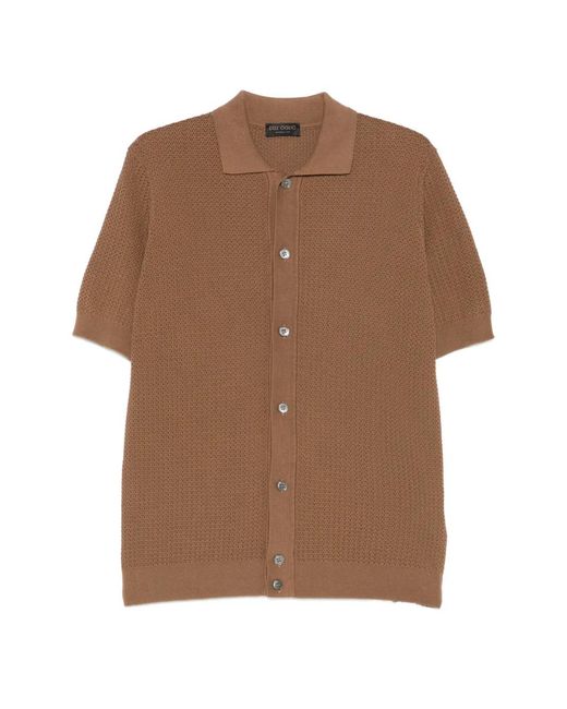 Dell'Oglio Brown Crochet-Knit Shirt for men