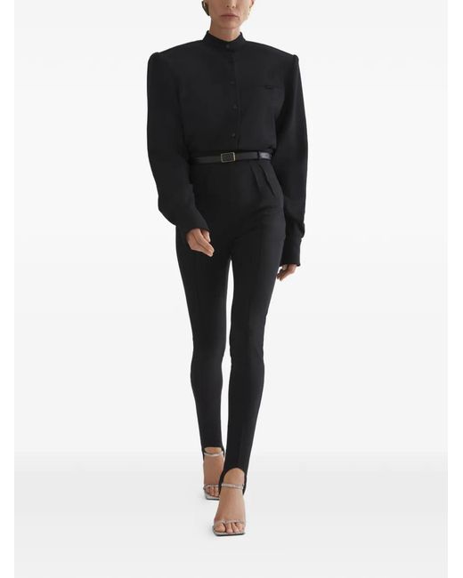 Mugler Black Shoulder Pad Long-Sleeve Top