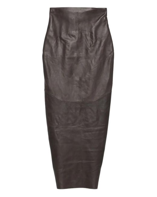 Rick Owens パネル レザースカート Gray