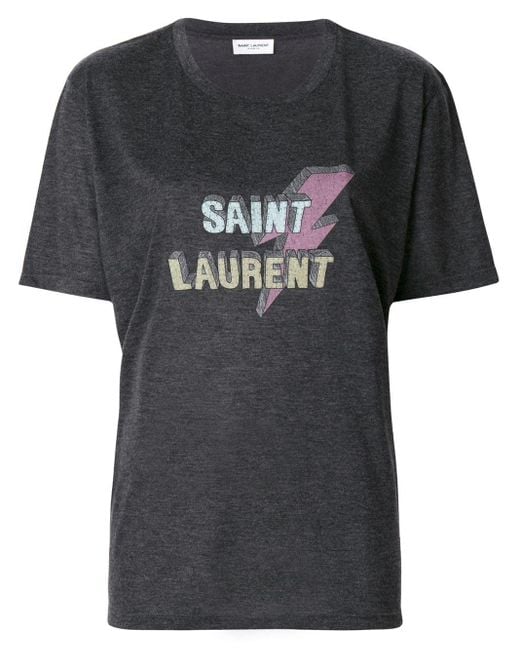 Saint Laurent Lightning Bolt T shirt in het Grijs Lyst NL