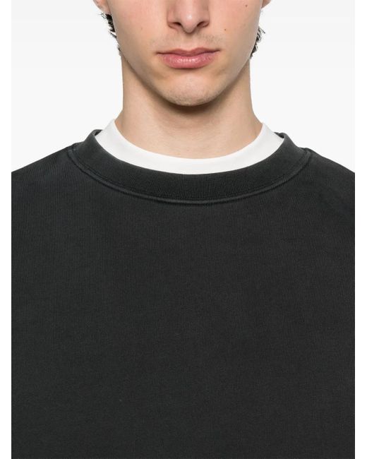 Purple Brand Black Crew-Neck Fleece Sweatshirt