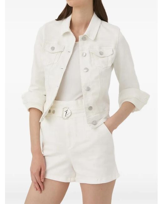 Morgan White Button-Up Denim Jacket