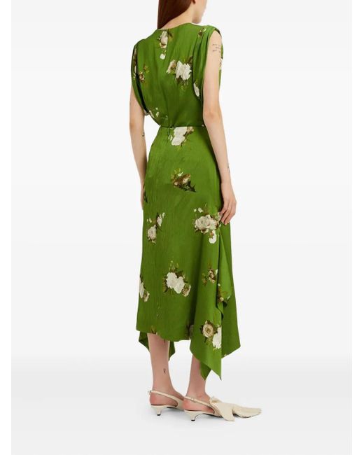 Erdem Green Asymmetrischer Rock Mit Blumen-Print