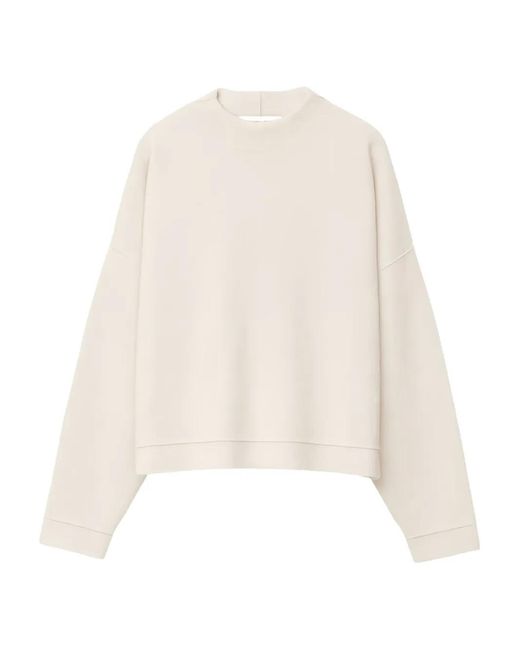 Iris Von Arnim White Drop-Shoulder Sweater