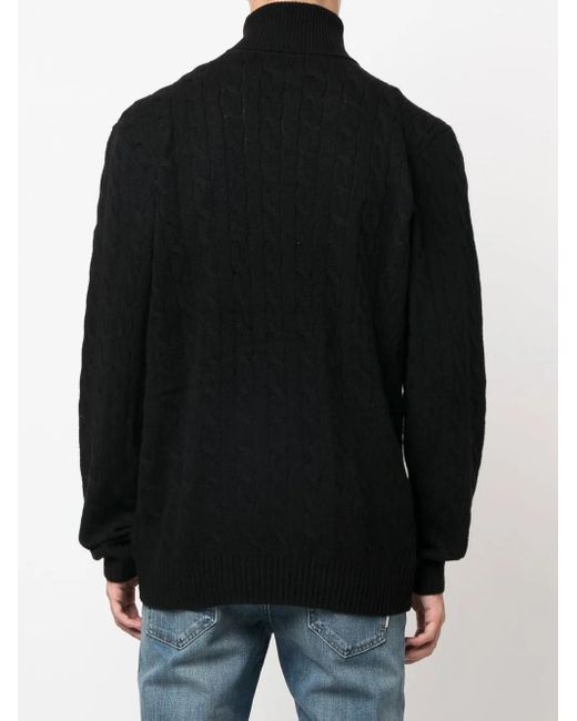Polo Ralph Lauren Black Cable Knit High-Neck Sweater for men
