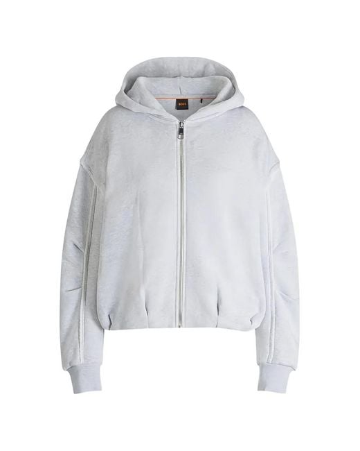 Boss White Zip-Up Hoodie