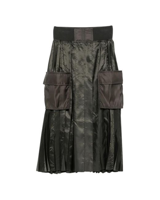Sacai Gray Pleated Midi Utility Skirt