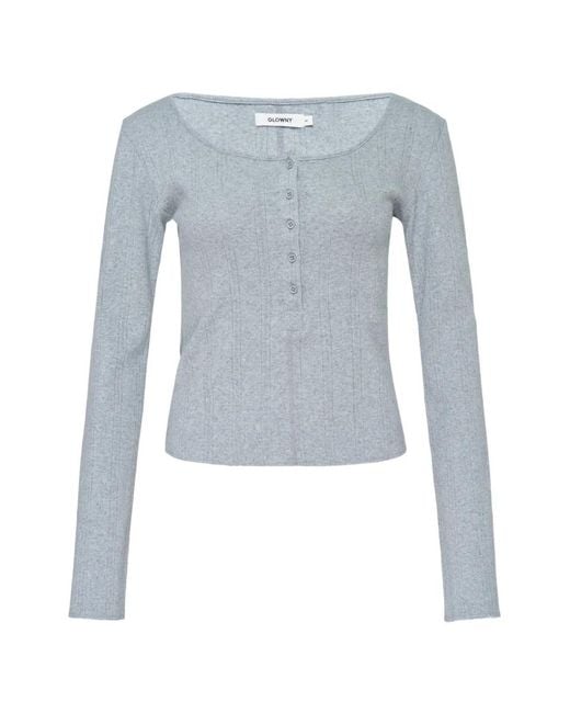GLOWNY Blue Long-Sleeve Polo Top