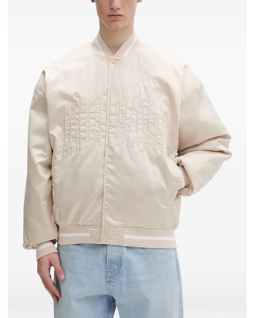 Adidas Natural Stadium Logo-Lettering Bomber Jacket for men