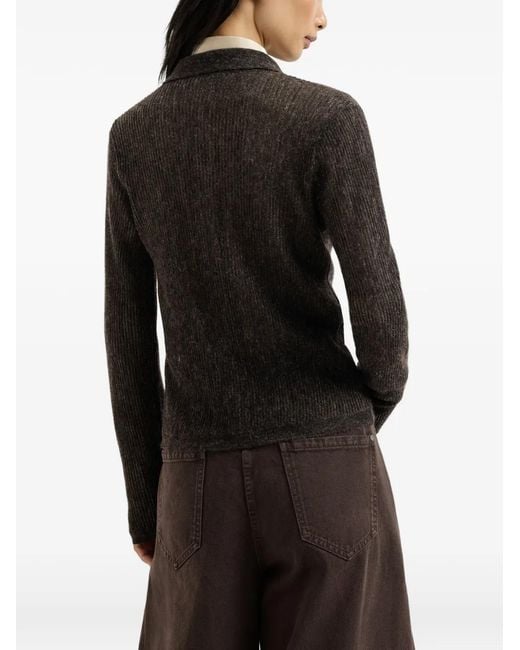 Brunello Cucinelli Black Sparkling Silk, Alpaca And Wool Rib-Knit Cardigan