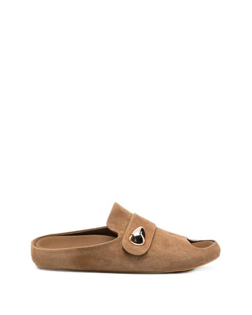 SERGIO MORETTI FIRENZE Brown Embellished Peep-Toe Slippers