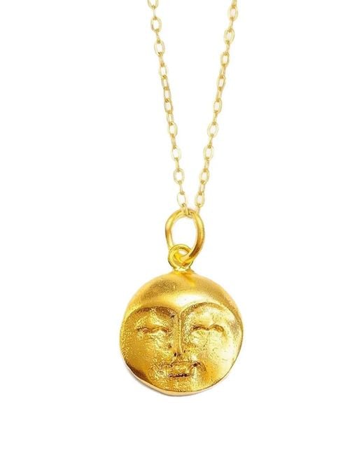 Ottoman Hands Metallic Moon-Face Pendant Necklace