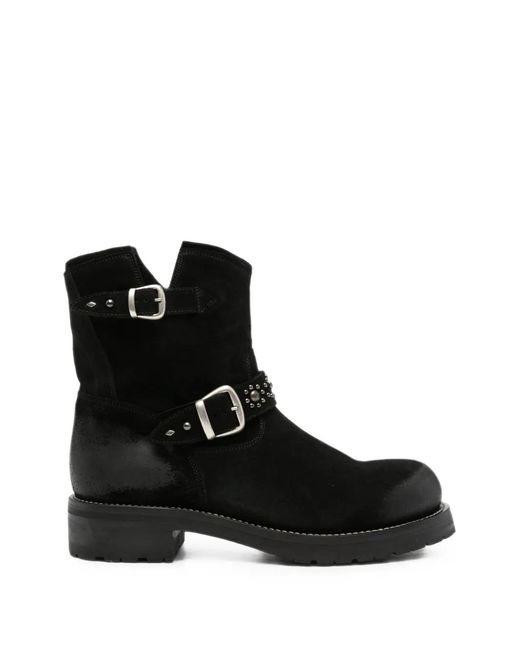 Second/Layer Black Rider Buckled Boots for men