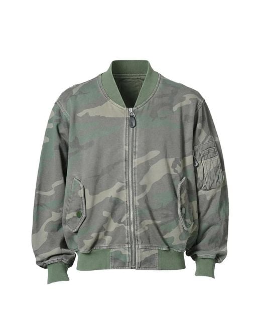 F.M.C.D. Gray Camouflage-Print Zip-Up Bomber Jacket for men