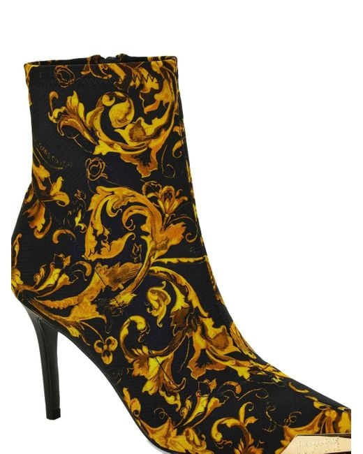 Versace Jeans Couture Brown 90Mm Baroque-Print Stiletto Boots