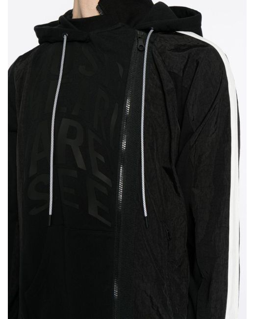 Mostly Heard Rarely Seen Black Track Asymmetric Panelled Hoodie for men